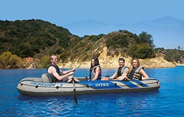 Intex Motorboot Schlauchboot mit Aussenbordmotor + Heckspiegel + Paddel, Pumpe Set für 5 Personen Komplettset - 2