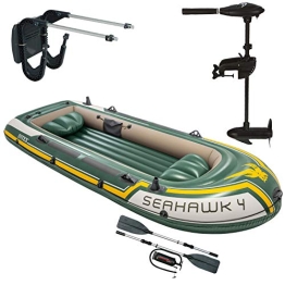 Intex Seahawk 4 Schlauchboot mit Aussenbordmotor + Heckspiegel + Paddel, Pumpe Set für 4 Personen Komplettset - 1